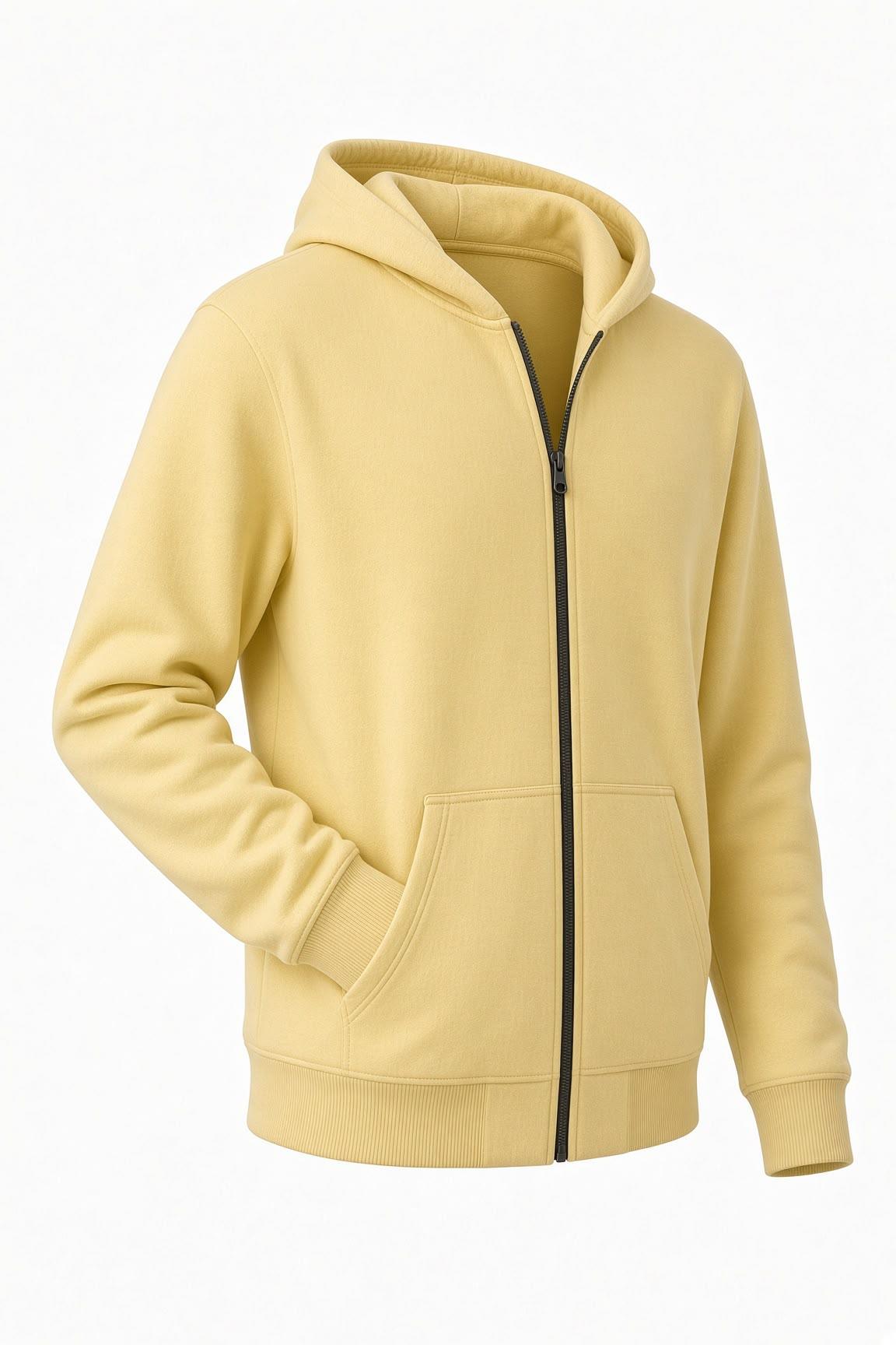 Moxy Unisex Fermuarlı Kapüşonlu İki İplik Şardonlu Sweatshirt Rahat Kalıp Kanguru Cepli Basic Hırka