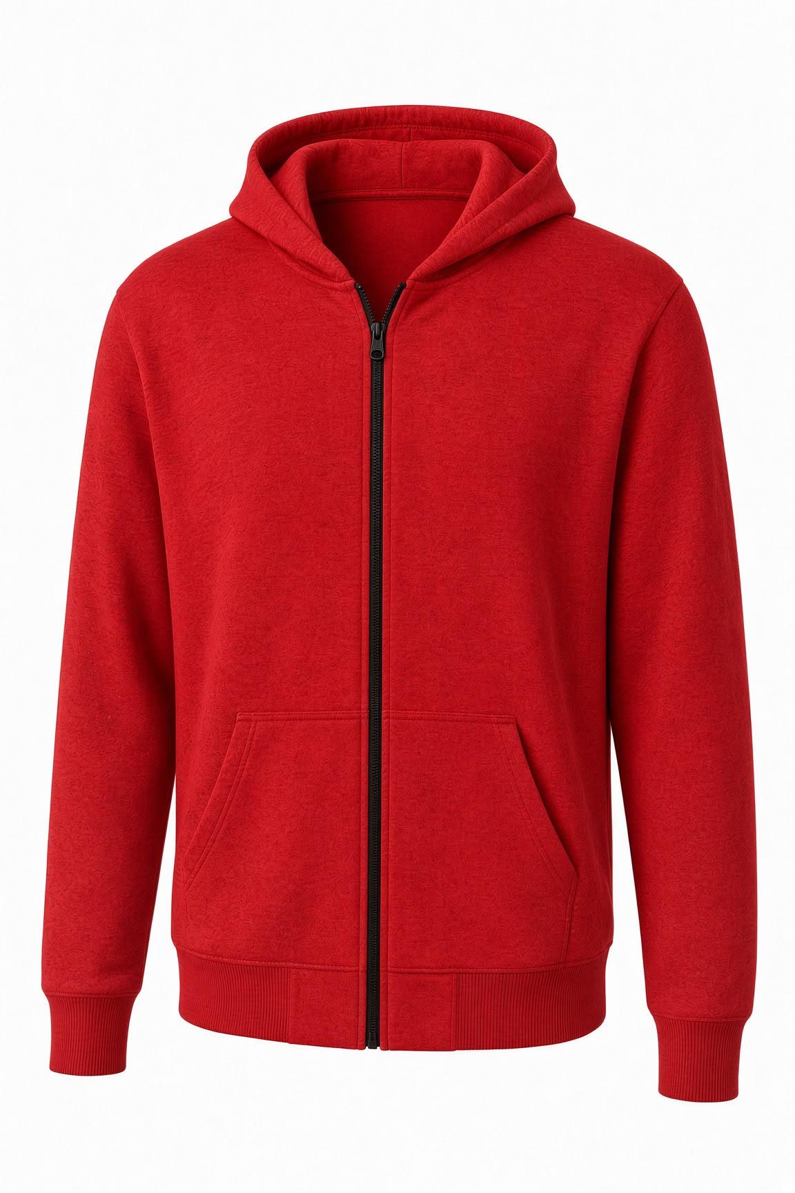 Moxy Unisex Fermuarlı Kapüşonlu İki İplik Şardonlu Sweatshirt Rahat Kalıp Kanguru Cepli Basic Hırka
