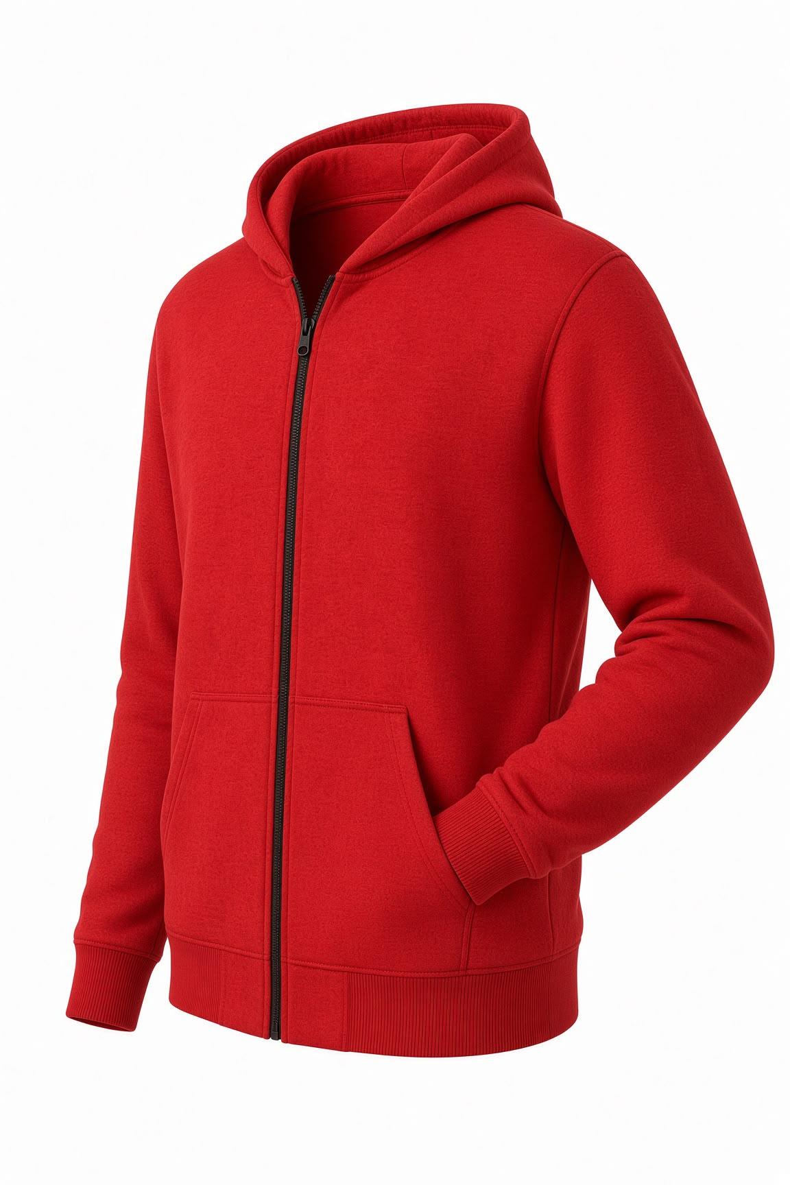 Moxy Unisex Fermuarlı Kapüşonlu İki İplik Şardonlu Sweatshirt Rahat Kalıp Kanguru Cepli Basic Hırka
