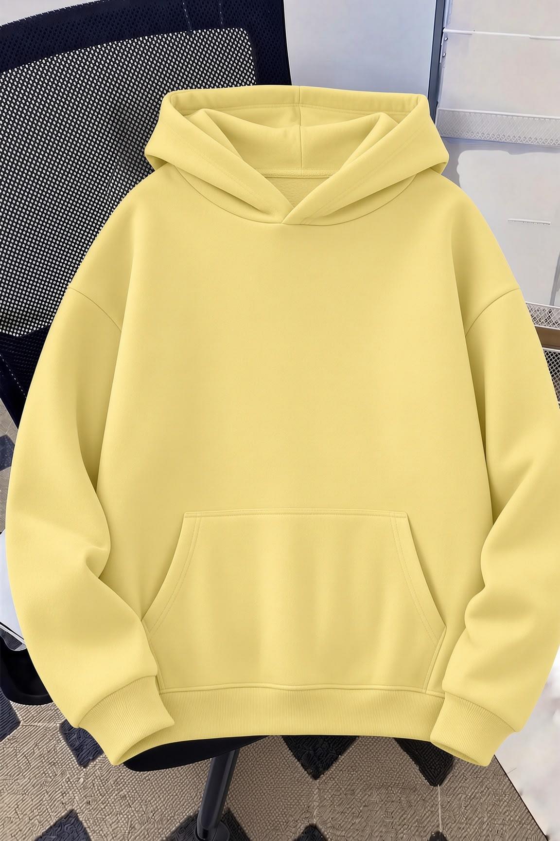 Unisex Oversize LA Sırt Baskılı "Rock The World" Kapüşonlu Sweatshirt Hoodie