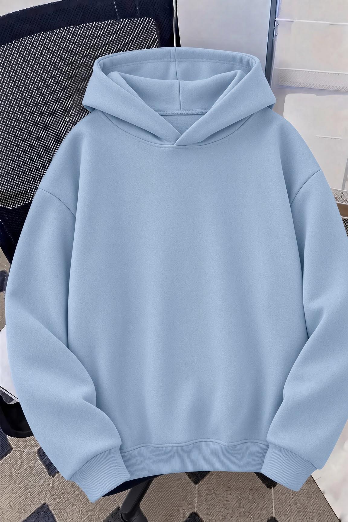 Unisex Oversize LA Sırt Baskılı "Rock The World" Kapüşonlu Sweatshirt Hoodie