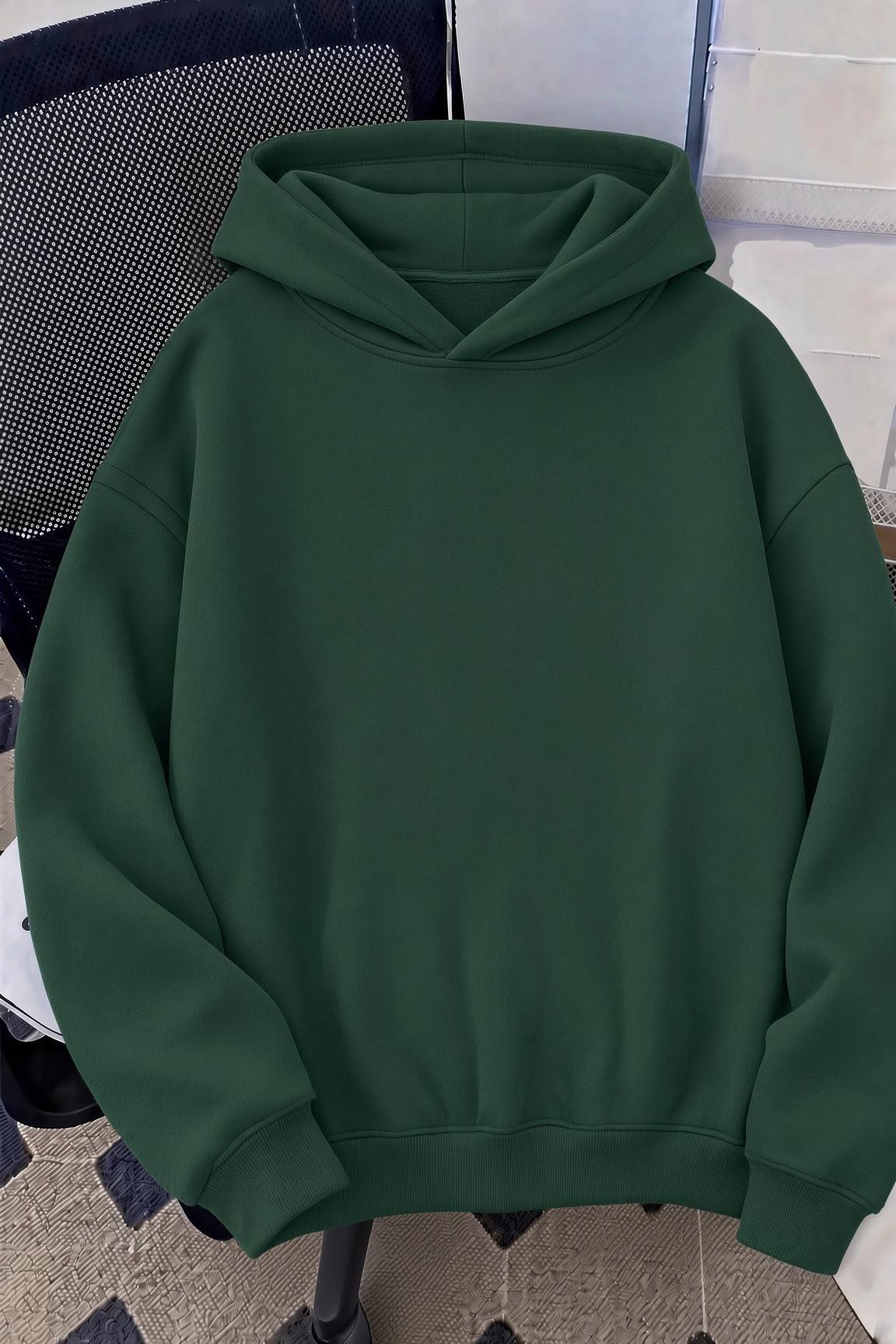 Unisex Oversize LA Sırt Baskılı "Rock The World" Kapüşonlu Sweatshirt Hoodie