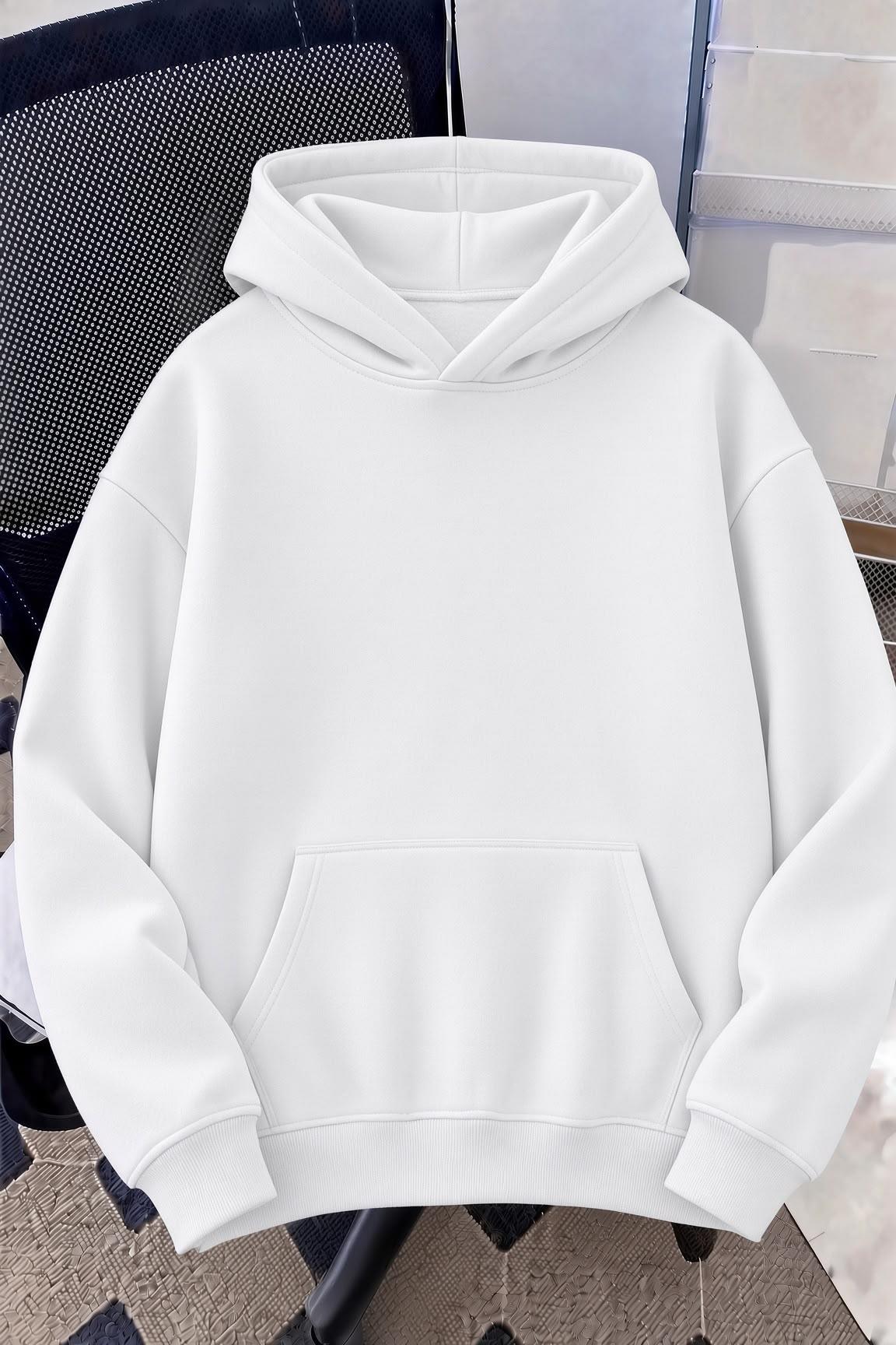 Unisex Oversize LA Sırt Baskılı "Rock The World" Kapüşonlu Sweatshirt Hoodie