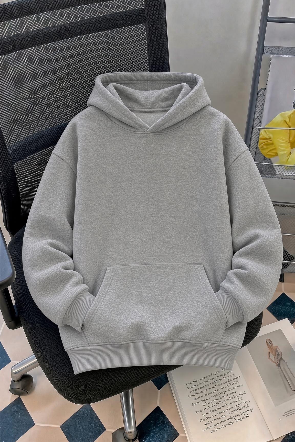 Unisex Oversize "Mentally Ill But Totally Chill" Sırt Baskılı Kapüşonlu Sweatshirt Hoodie