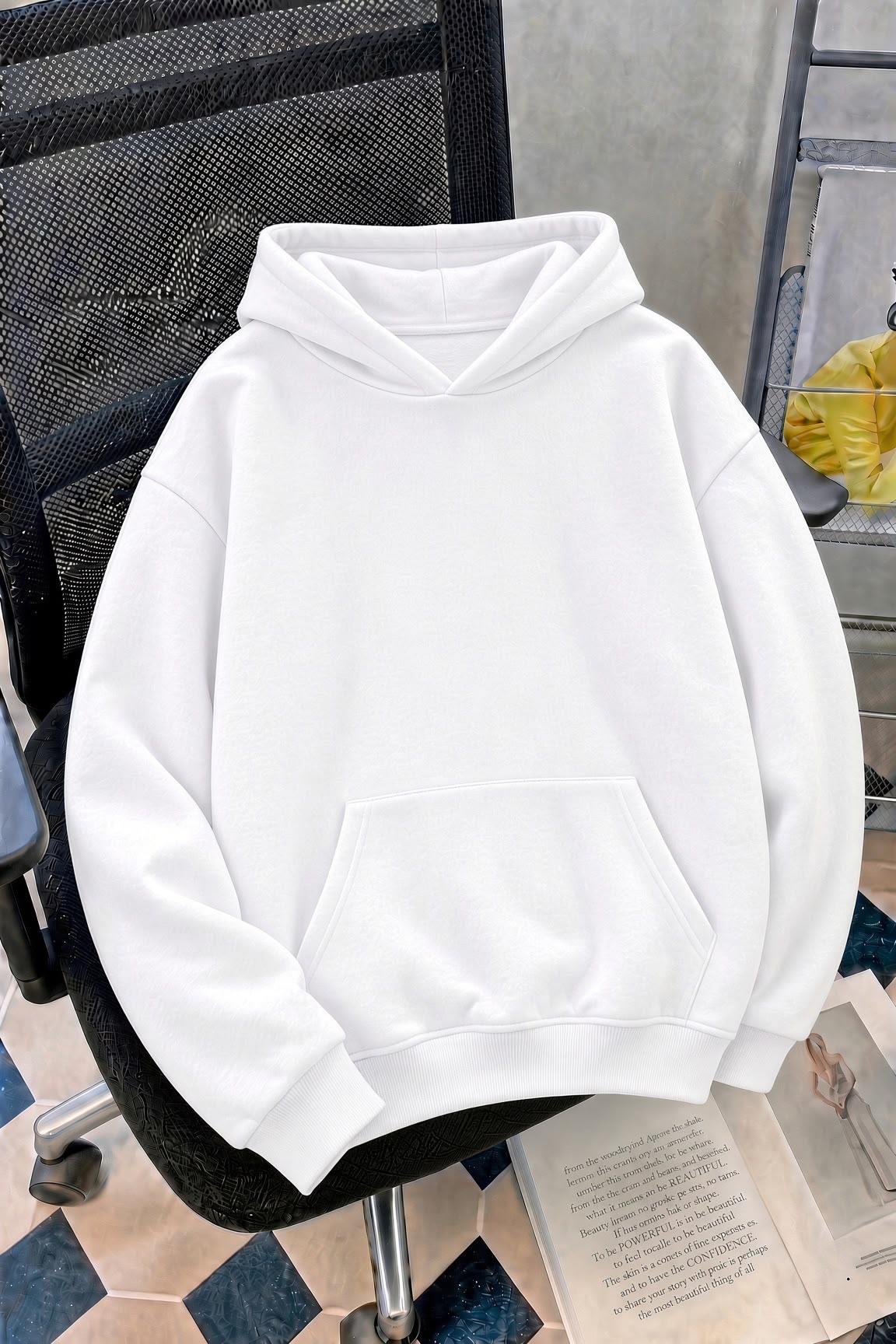Unisex Oversize "Mentally Ill But Totally Chill" Sırt Baskılı Kapüşonlu Sweatshirt Hoodie