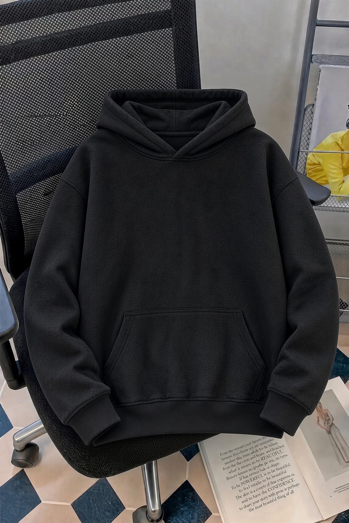 Unisex Oversize "Mentally Ill But Totally Chill" Sırt Baskılı Kapüşonlu Sweatshirt Hoodie