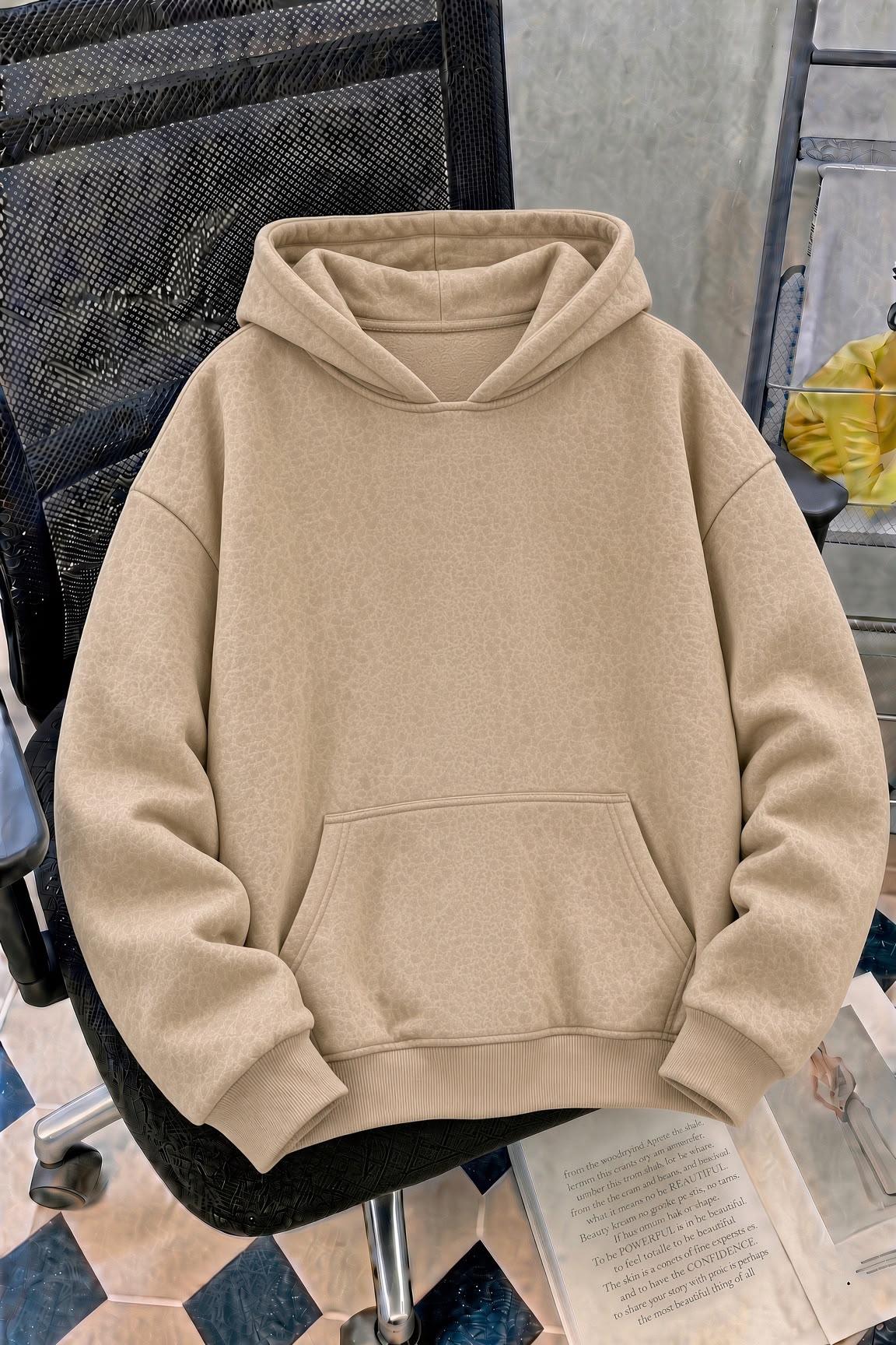 Unisex Oversize "Mentally Ill But Totally Chill" Sırt Baskılı Kapüşonlu Sweatshirt Hoodie