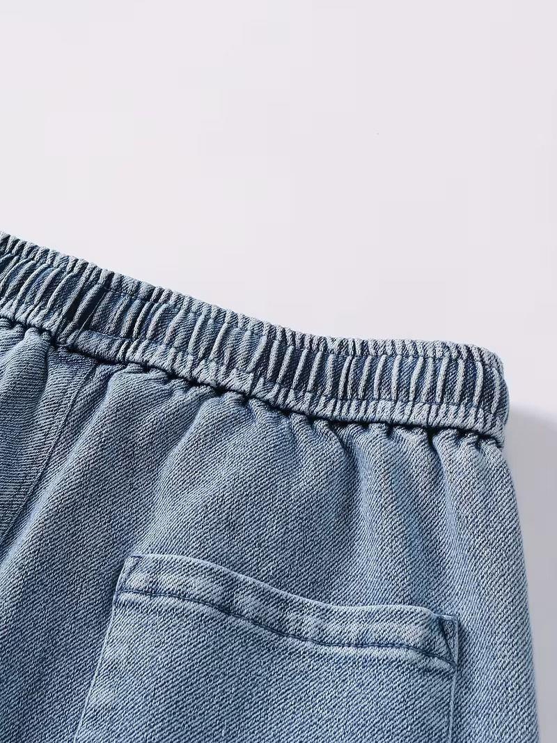 Vets Erkek Bağcıklı Beli Lastikli Yanı Parçalı Dama Desenli Bol Kot Pantolon