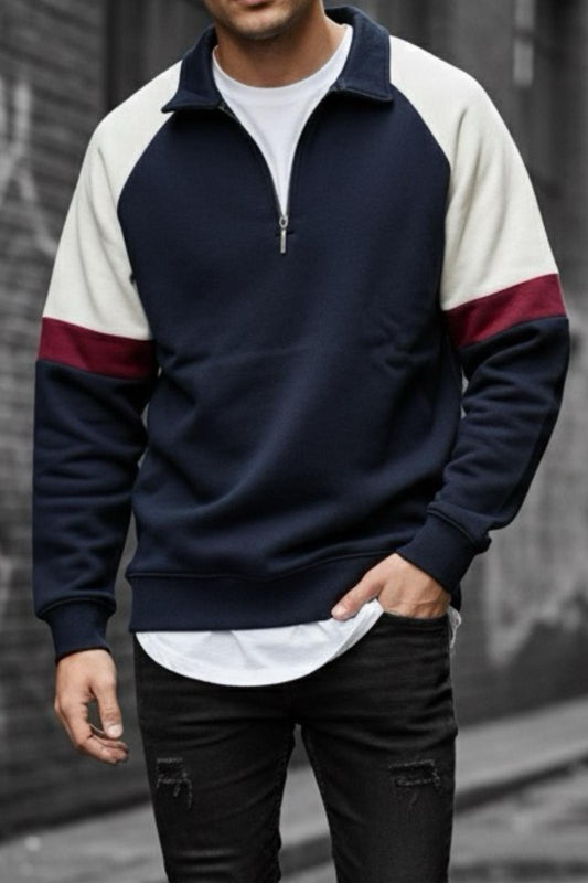 Wesst Üç İplik Şardonlu Yarım Fermuarlı Yaka Erkek Sweatshirt