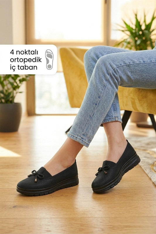 Wnt 107 Kadın Lazer Kesim 4 Noktalı Ortopedik  Günlük Loafer Anne Ayakkabı