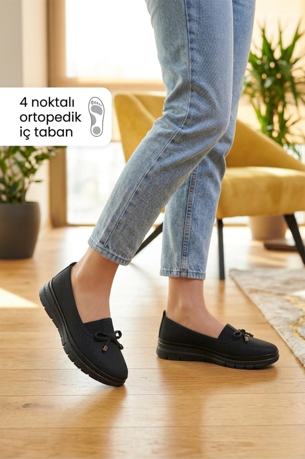 Wnt 107 Kadın Lazer Kesim 4 Noktalı Ortopedik  Günlük Loafer Anne Ayakkabı