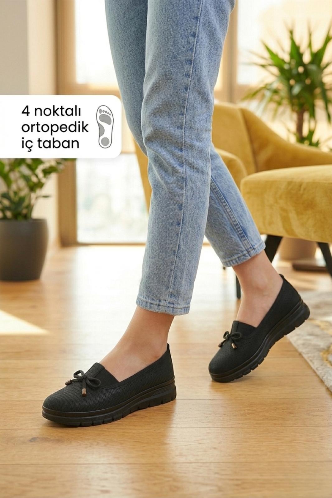 Wnt 107 Kadın Lazer Kesim 4 Noktalı Ortopedik  Günlük Loafer Anne Ayakkabı