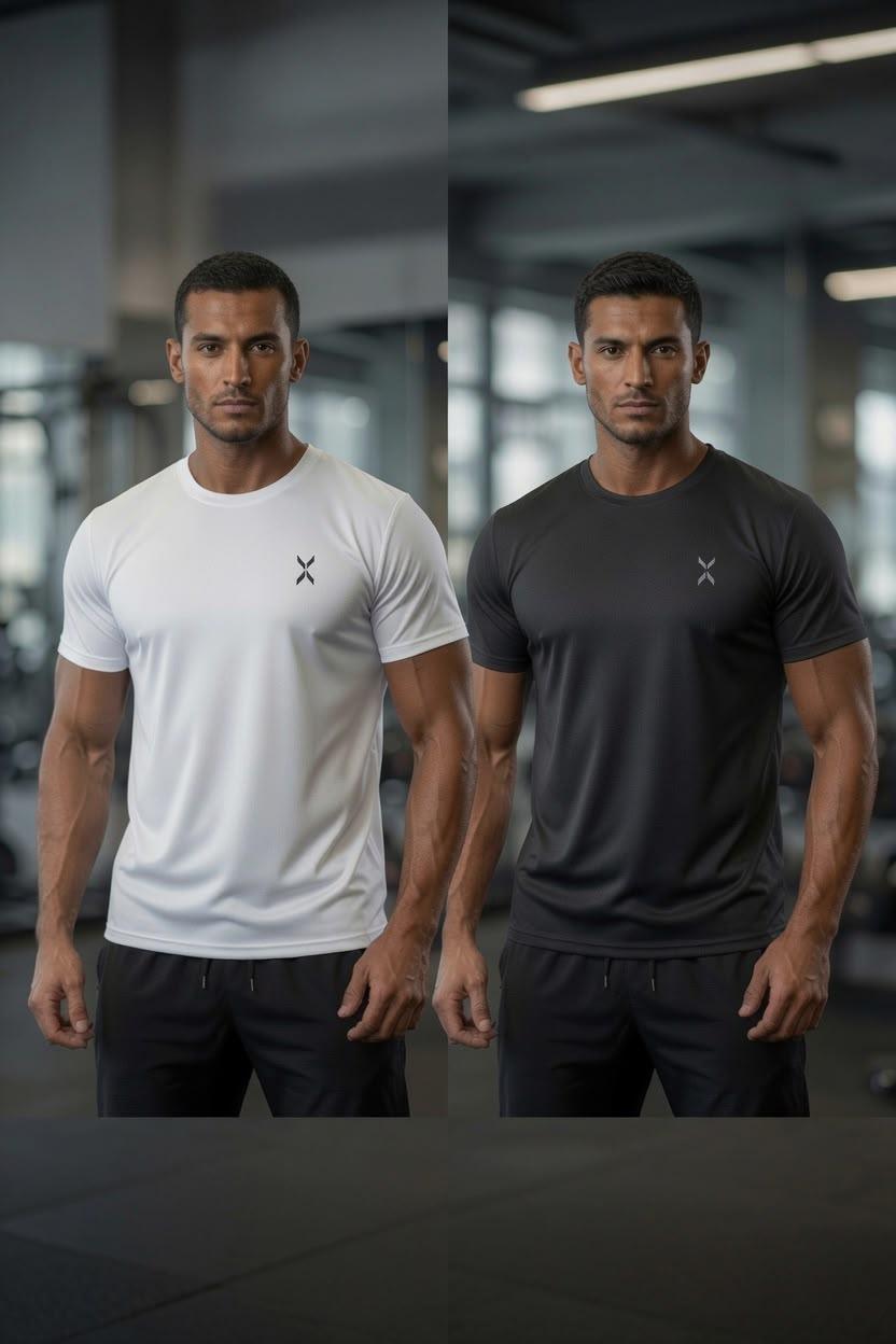 Xylon 2'li Paket Mikro Polyester Nefes Alabilen Hafif Perform Antrenman Sporcu Erkek Tshirt