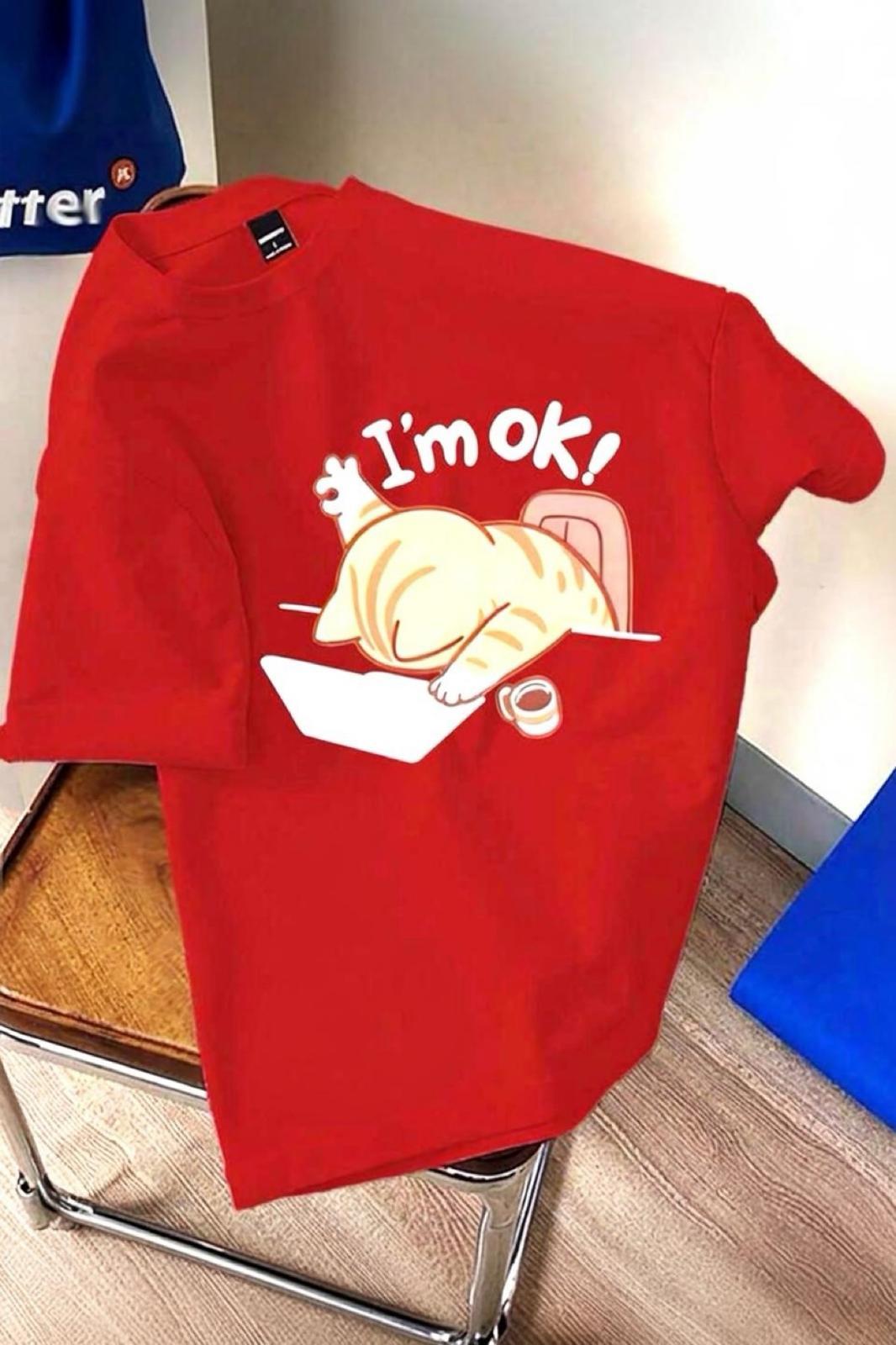 Yorgun Kedi İllüstrasyonlu Unisex Tasarım Tişört