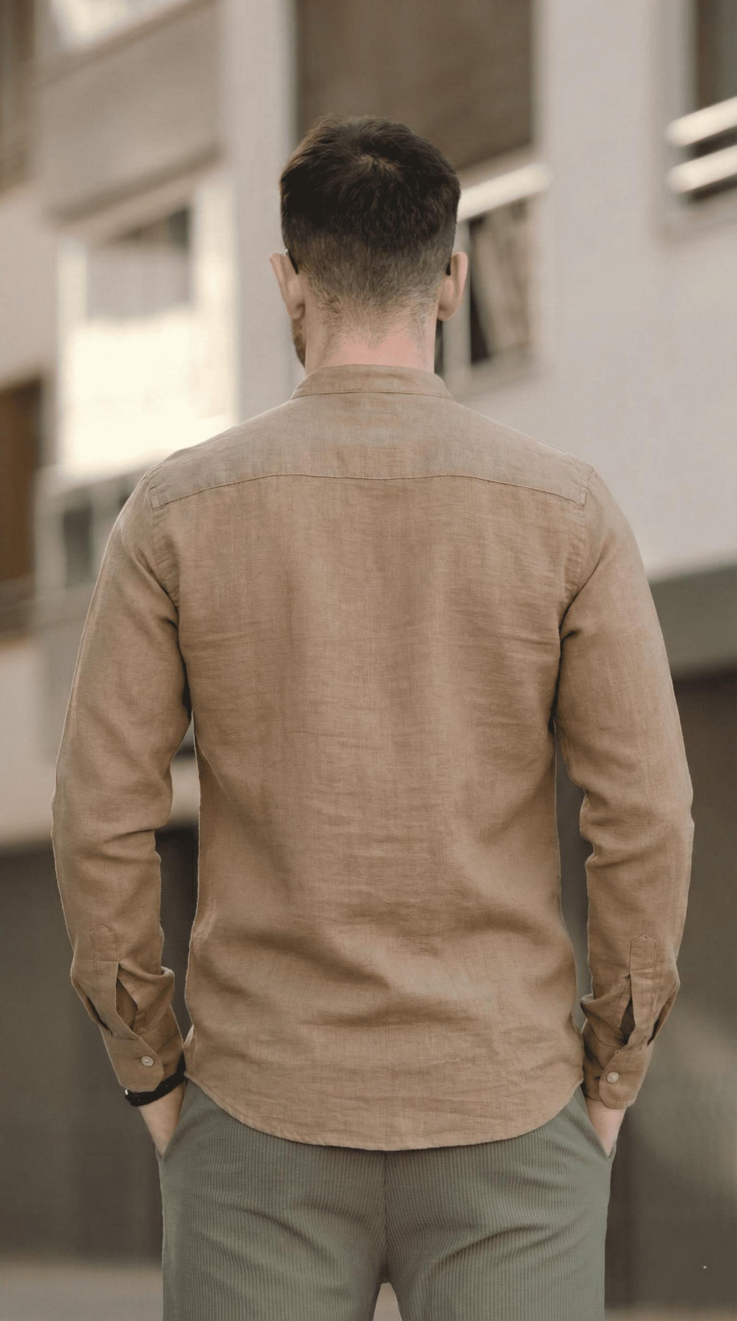 Zareh Slim Fit Kırınkıl Desen Yarım Pat Hakim Yaka Erkek Gömlek