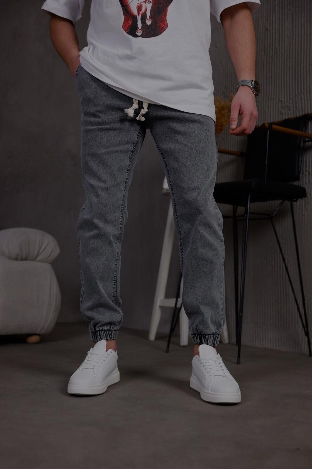 Zessi Paçası ve Beli Lastikli Slim Fit Likralı Kot Jogger Pantolon