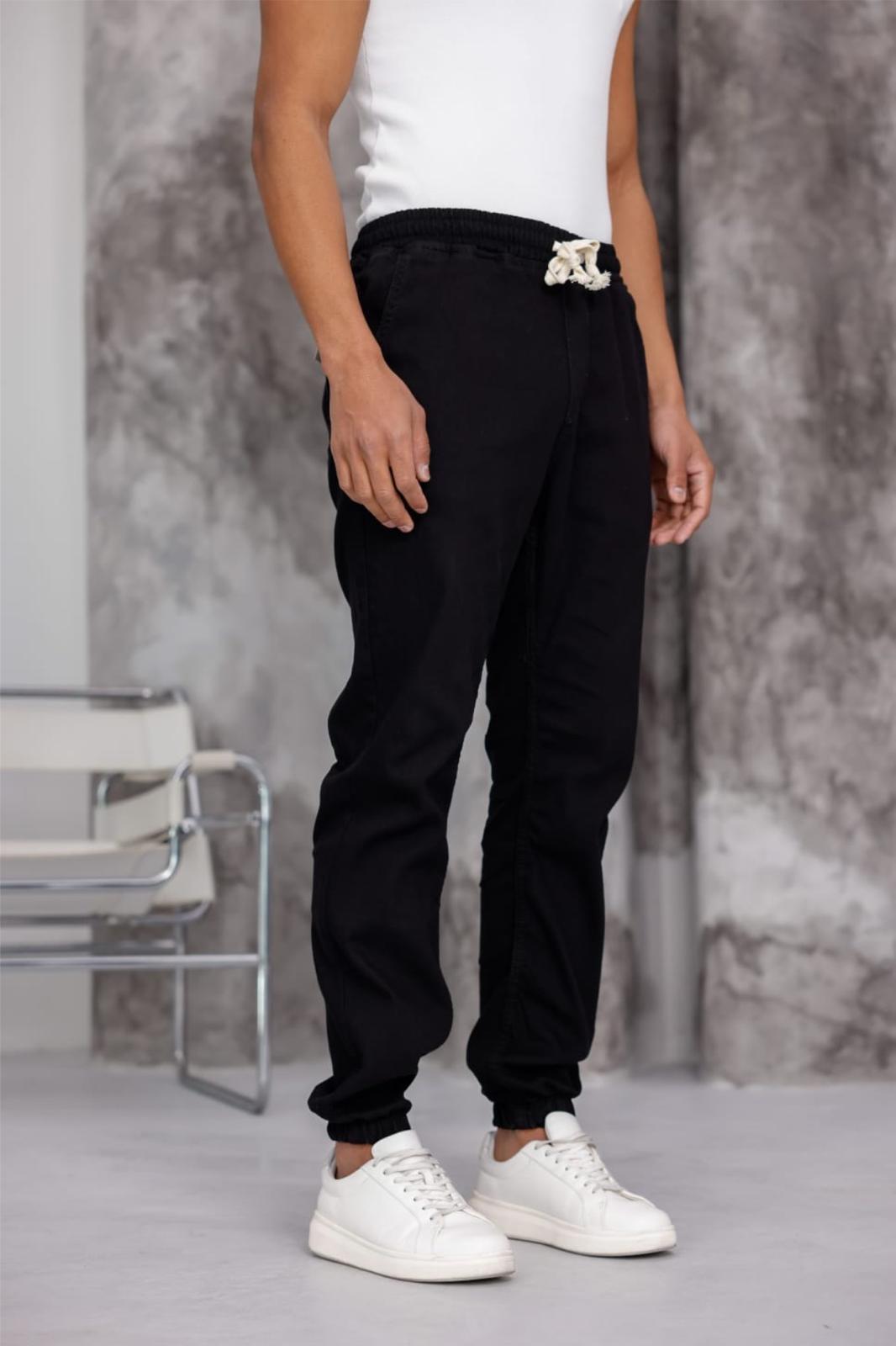 Zessi Paçası ve Beli Lastikli Slim Fit Likralı Kot Jogger Pantolon