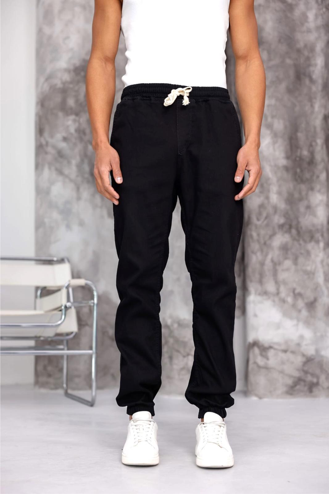 Zessi Paçası ve Beli Lastikli Slim Fit Likralı Kot Jogger Pantolon