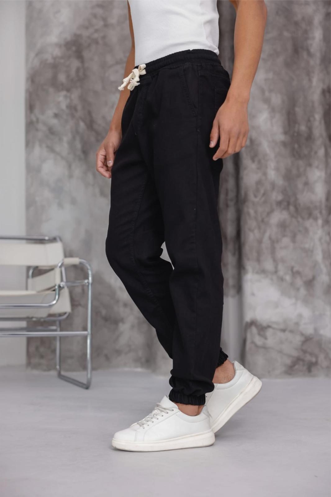 Zessi Paçası ve Beli Lastikli Slim Fit Likralı Kot Jogger Pantolon