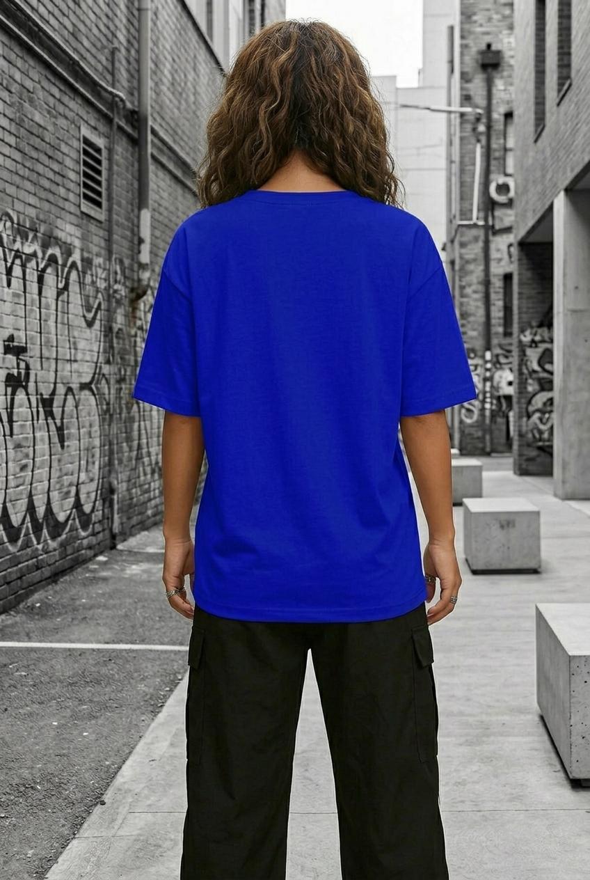 Zey Oversize V Yaka Basic Kadın Tişört - Düşük Omuzlu Salaş Kesim